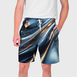 Шорты на шнурке мужские Синяя обтекаемая текстура, цвет: 3D-принт