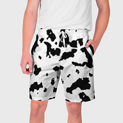 Шорты на шнурке мужские Черно белый пятнистый узор, цвет: 3D-принт