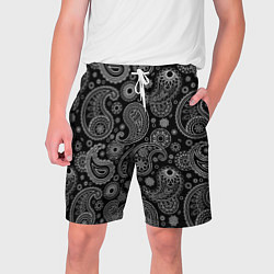 Шорты на шнурке мужские Пейсли на черном, цвет: 3D-принт