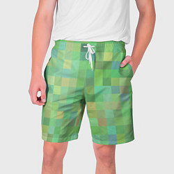 Шорты на шнурке мужские Пиксели в зеленом, цвет: 3D-принт
