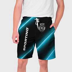 Шорты на шнурке мужские Sporting неоновые лампы, цвет: 3D-принт
