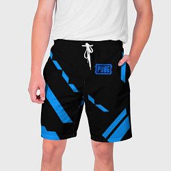 Шорты на шнурке мужские PUBG blue geometry, цвет: 3D-принт