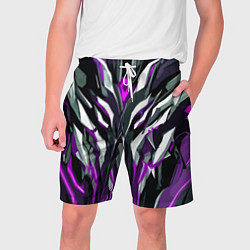 Шорты на шнурке мужские Хаотичная фиолетово-белая абстракция, цвет: 3D-принт