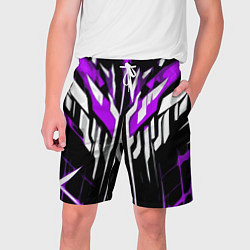 Шорты на шнурке мужские Purple and white abstraction on a black background, цвет: 3D-принт