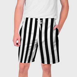 Шорты на шнурке мужские Вертикальные черно белые полосы, цвет: 3D-принт