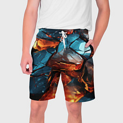 Мужские шорты Разломленные камни с янтарным свечением