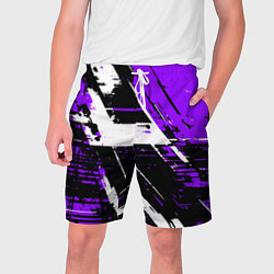 Мужские шорты Diagonal black and white stripes on a purple backg