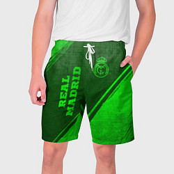 Шорты на шнурке мужские Real Madrid - green gradient вертикально, цвет: 3D-принт