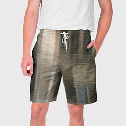 Шорты на шнурке мужские Размытые серо-бежевые полосы, цвет: 3D-принт