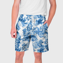 Шорты на шнурке мужские Абстрактные деревья и облака- лесной паттерн аквар, цвет: 3D-принт