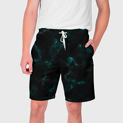 Шорты на шнурке мужские Color black turquoise, цвет: 3D-принт