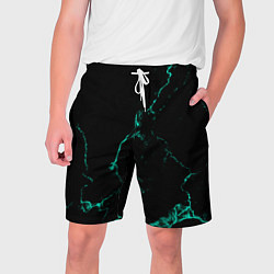 Шорты на шнурке мужские Color black turquoise, цвет: 3D-принт
