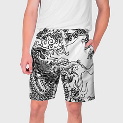 Мужские шорты Татуировка дракона на белом