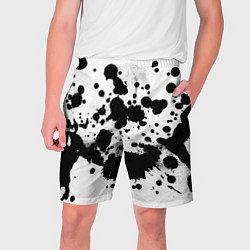 Шорты на шнурке мужские Брызги черной краски, цвет: 3D-принт