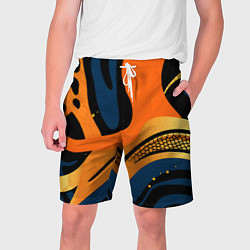 Мужские шорты Леопардовый с синим и оранжевым