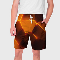 Шорты на шнурке мужские Оранжевые объемные пластины, цвет: 3D-принт