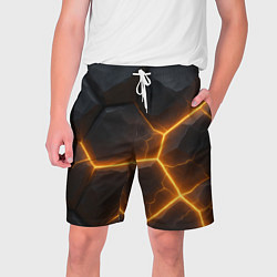 Шорты на шнурке мужские Черные плиты с оранжевой молнией, цвет: 3D-принт