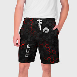 Шорты на шнурке мужские Робокоп - соты с красной подсветкой, цвет: 3D-принт