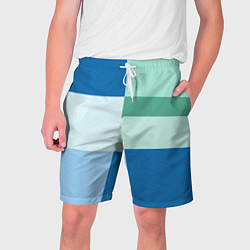 Шорты на шнурке мужские Мятное небо колор-блок, цвет: 3D-принт