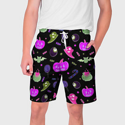 Шорты на шнурке мужские Halloween pink black pumpkin, цвет: 3D-принт