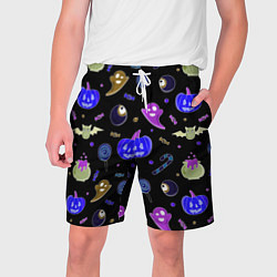 Шорты на шнурке мужские Halloween blue black pumpkin, цвет: 3D-принт