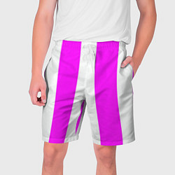 Шорты на шнурке мужские Color white pink line, цвет: 3D-принт