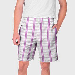 Шорты на шнурке мужские Color white cage pink line, цвет: 3D-принт