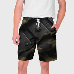 Шорты на шнурке мужские Порванная камуфляжная ткань с металлом, цвет: 3D-принт