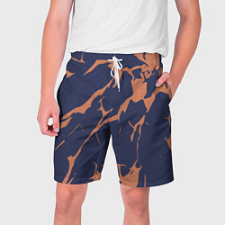 Шорты на шнурке мужские Разломы на синем, цвет: 3D-принт