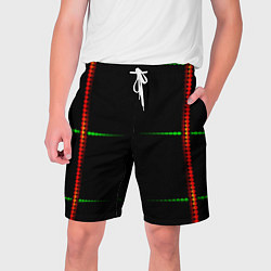 Шорты на шнурке мужские Color black green orange stripes, цвет: 3D-принт