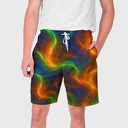 Шорты на шнурке мужские Разноцветное пламя и дым, цвет: 3D-принт