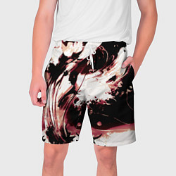 Шорты на шнурке мужские Чёрно-красный абстракция волна, цвет: 3D-принт
