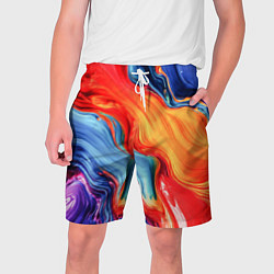 Мужские шорты Красно-синие масляные краски смешение абстракция