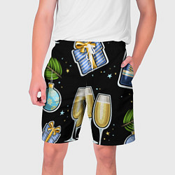 Шорты на шнурке мужские Новогодний вайб, цвет: 3D-принт