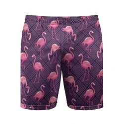 Мужские спортивные шорты Фиолетовые фламинго