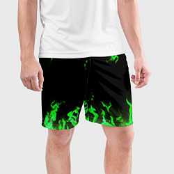 Шорты спортивные мужские GREEN FIRE ОГОНЬ, цвет: 3D-принт — фото 2