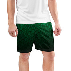 Шорты спортивные мужские Узор зеленая чешуя дракон, цвет: 3D-принт — фото 2