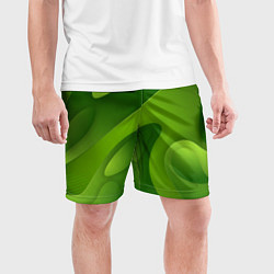 Шорты спортивные мужские 3d Green abstract, цвет: 3D-принт — фото 2