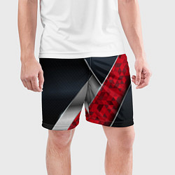 Шорты спортивные мужские 3D BLACK AND RED METAL, цвет: 3D-принт — фото 2