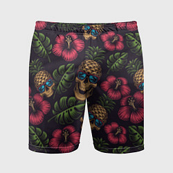 Шорты спортивные мужские Ананасовый череп, цвет: 3D-принт