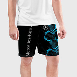Шорты спортивные мужские Mercedes Мерседес Неон, цвет: 3D-принт — фото 2