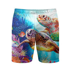 Шорты спортивные мужские Морские черепахи, цвет: 3D-принт