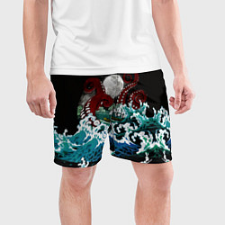 Шорты спортивные мужские Корабль на Волнах Кракен, цвет: 3D-принт — фото 2