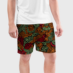 Шорты спортивные мужские Абстрактный узор линии, цвет: 3D-принт — фото 2