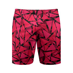 Шорты спортивные мужские Красно-черный полигональный, цвет: 3D-принт