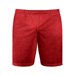 Шорты спортивные мужские Ярко-красный мраморный узор, цвет: 3D-принт