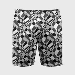 Шорты спортивные мужские Черно-белый абстрактный узор, цвет: 3D-принт