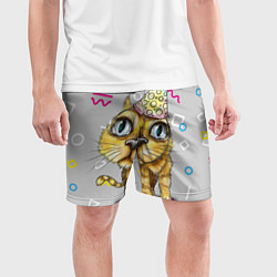 Шорты спортивные мужские Котик, цвет: 3D-принт — фото 2