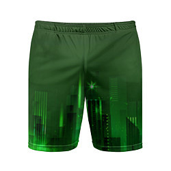 Шорты спортивные мужские Зеленый город, цвет: 3D-принт