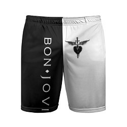 Шорты спортивные мужские BON JOVI BLACK WHITE, цвет: 3D-принт